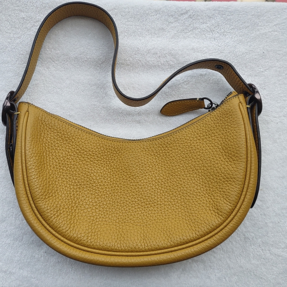 Coach Gold Tan Soft Pebble Luna Leather Shoulder Bag